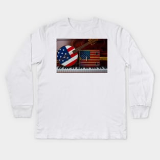 Two American Flag Instruments Kids Long Sleeve T-Shirt
